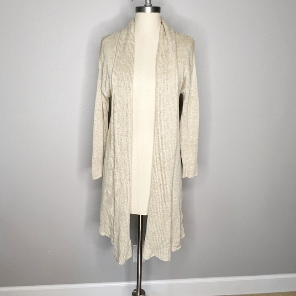Tory Burch Sweaters - Tory Burch Long Line Open Front Cardigan Size Small Linen Cream